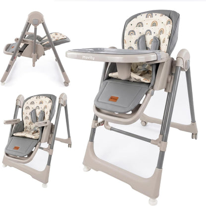 Trona Bebé Evolutiva New Movity 2 en 1, Hamaca y Columpio, Gris