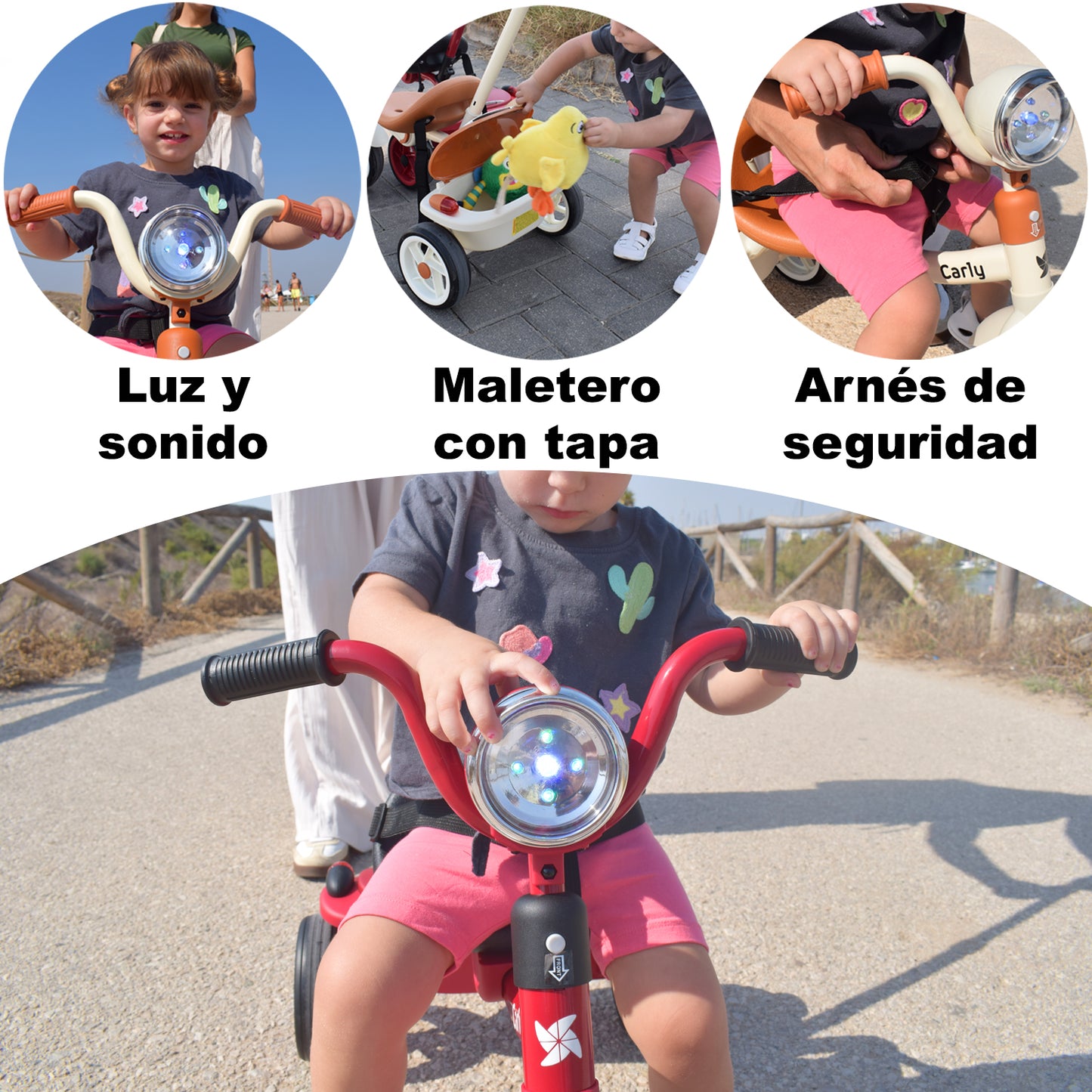 Triciclo Evolutivo bebé Carly de 1 a 5 años Blanco