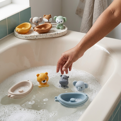 Set de juguetes de baño Animales y Barquitos – 12 Piezas