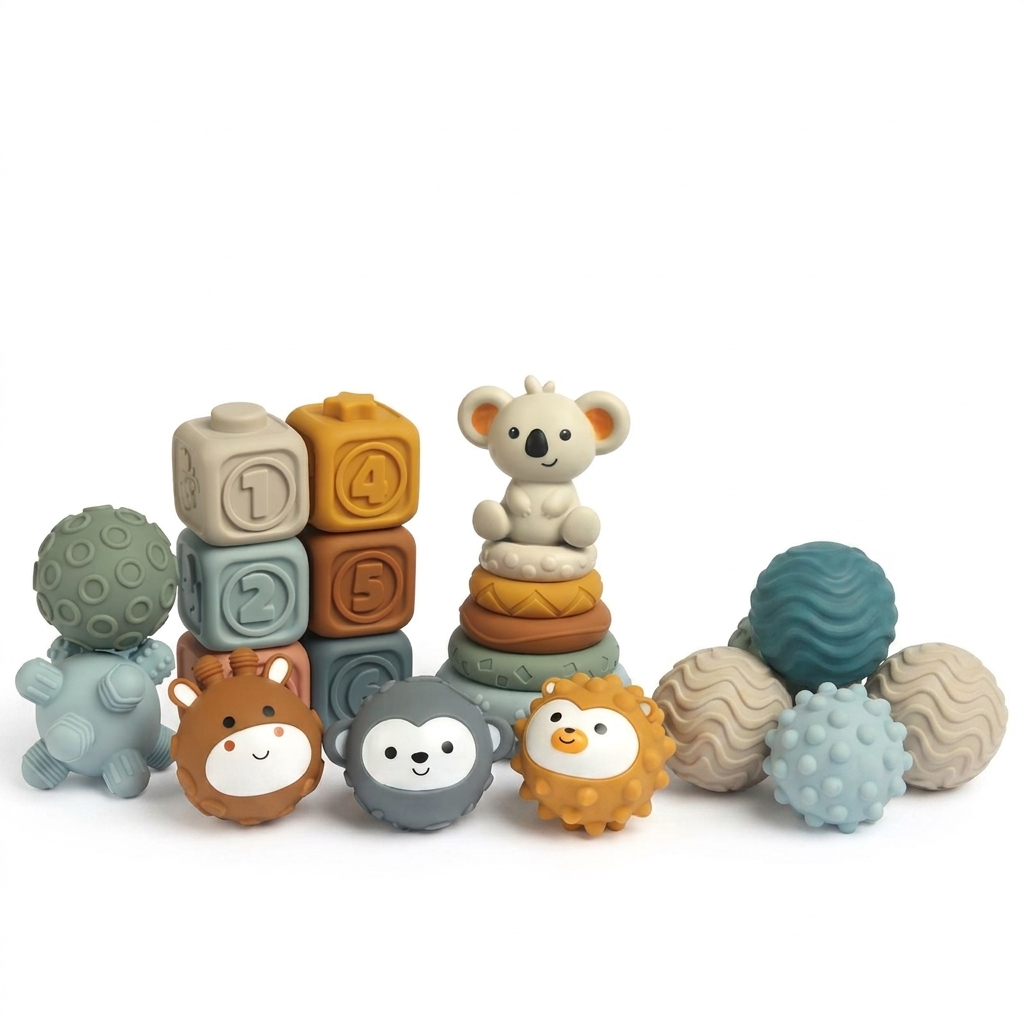 Set de Aprendizaje Sensorial 3 en 1 Koala para Bebés – 19 Piezas