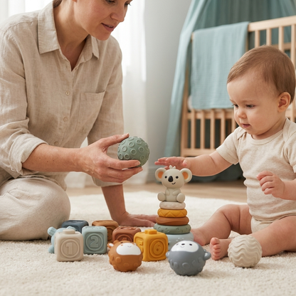 Set de Aprendizaje Sensorial 3 en 1 Koala para Bebés – 19 Piezas
