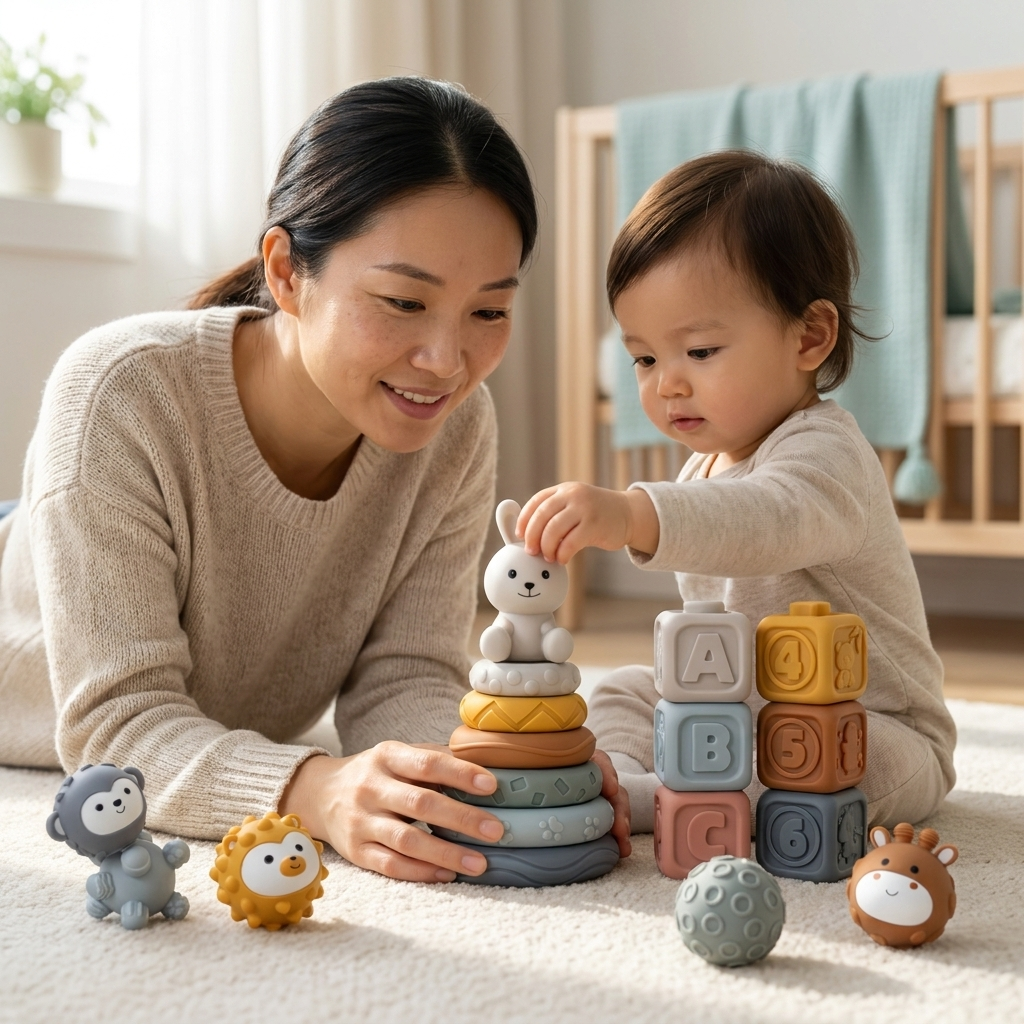 Set de Aprendizaje Sensorial 3 en 1 Conejo para Bebés – 19 Piezas
