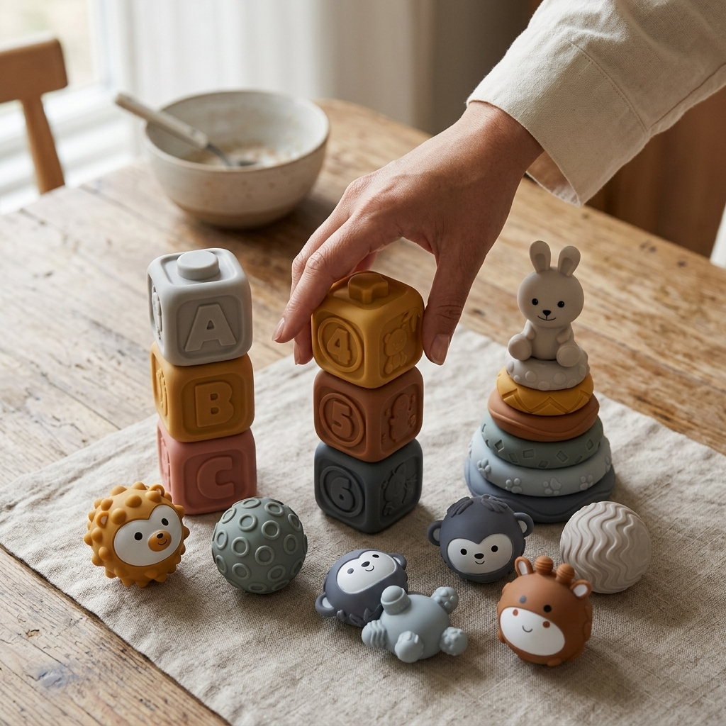 Set de Aprendizaje Sensorial 3 en 1 Conejo para Bebés – 19 Piezas